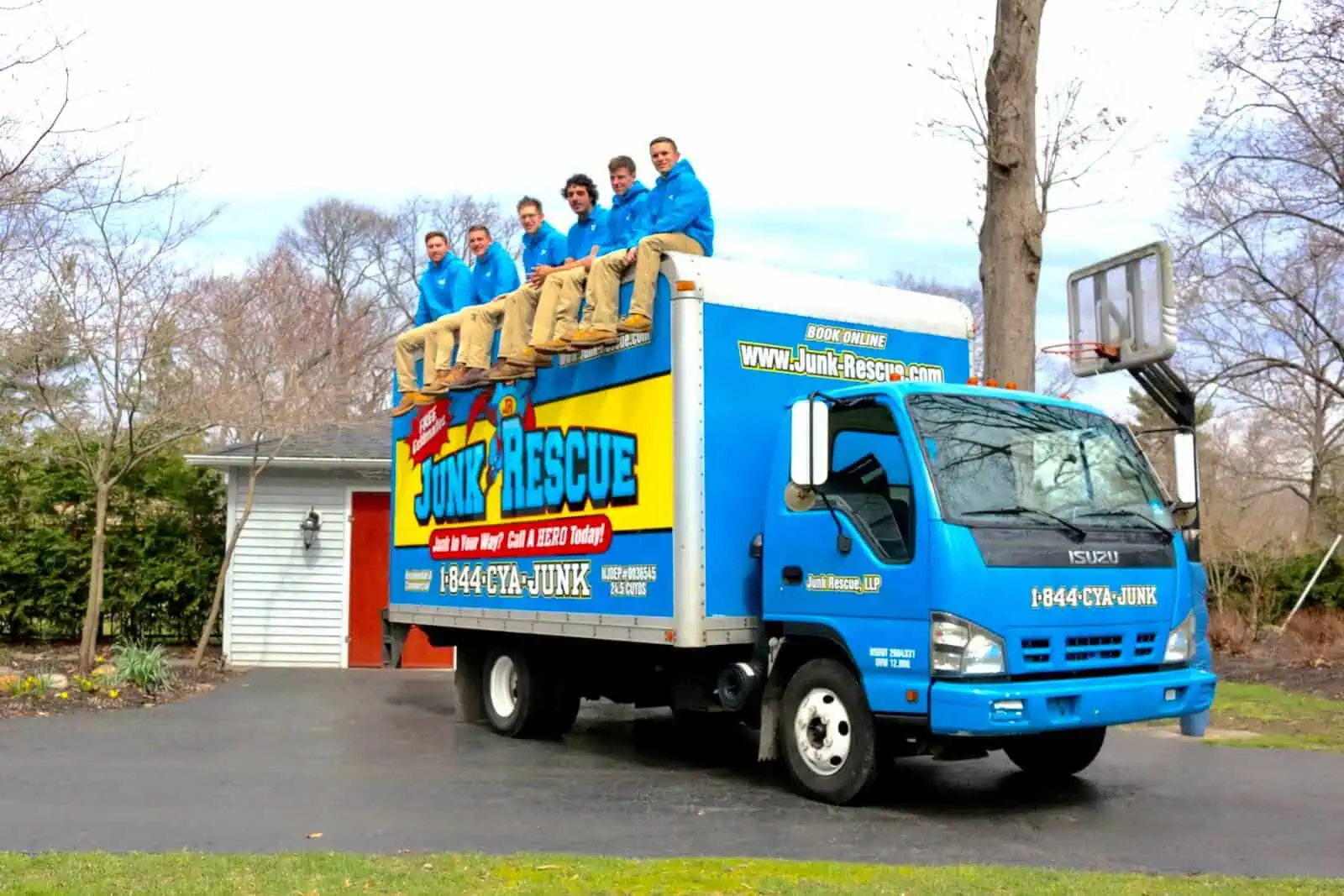 crew on top of truck